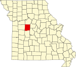 Map of Missouri highlighting Pettis County